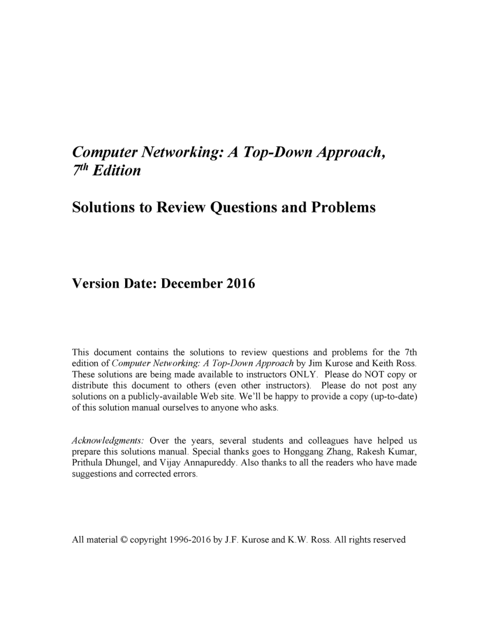 컴퓨터네트워킹 하향식 접근 7판 솔루션 - Computer Networking: A Top-Down Approach, 7 Th  Edition Solutions To Review - Studocu